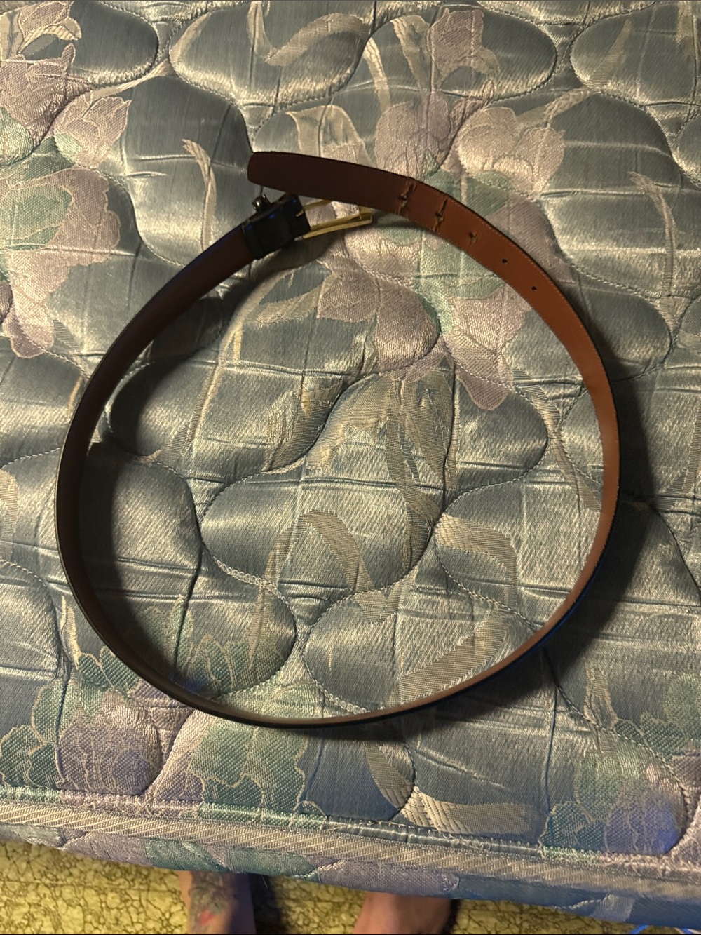 George Brown Leather Belt with Gold Buckle